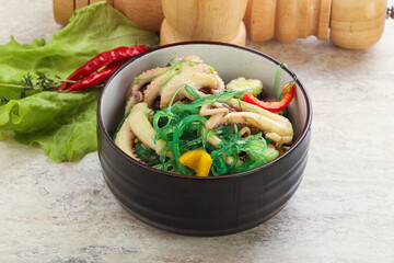 Salad with baby octopus and chukka