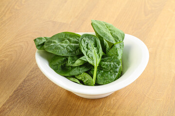 Fresh green spinach leaves in the bowl