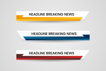 Set of bundle lower third vector design background texture banner template with yellow, red and blue shape strip color. Modern broadcast news lower for TV Bars, Sport, Video Channel, Screen, Show