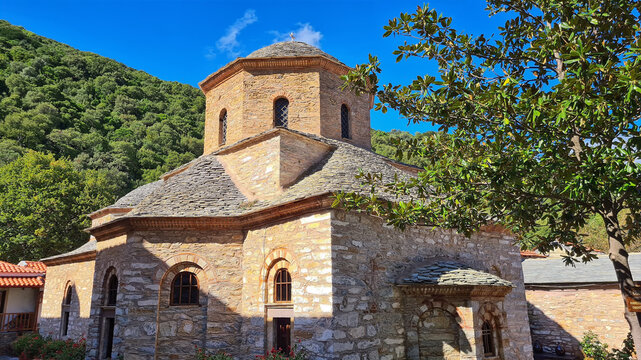View to Evangelistria Monastery, Skiathos, Greece