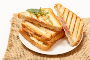 Homemade grilled cheese sandwich for breakfast.