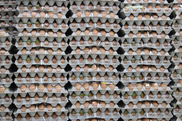 Egg cartons in grocery warehouse