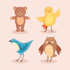 Naklejka premium four spring animals