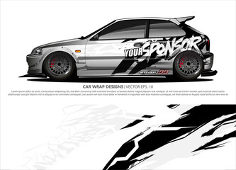 Race car wrap design vector for vehicle vinyl sticker and automotive decal livery