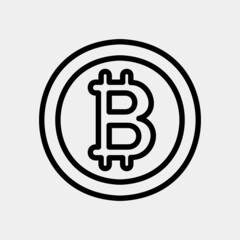 Bitcoin icon in line style about currency, use for website mobile app presentation