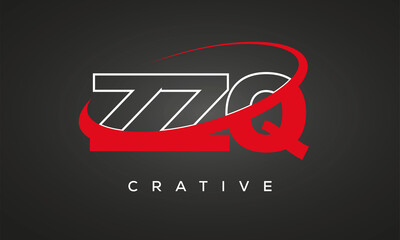 ZZQ creative letters logo with 360 symbol vector art template design