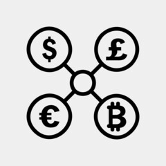 Exchange money icon in line style about currency, use for website mobile app presentation