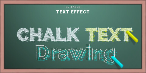 Editable Text Effect Mockup. Chalk Text Effect - obrazy, fototapety, plakaty