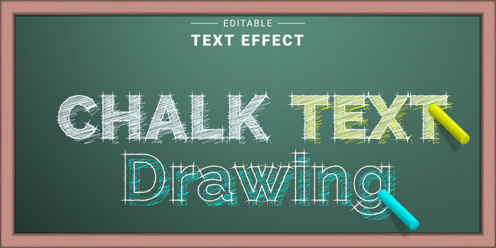 Editable Text Effect Mockup. Chalk Text Effect