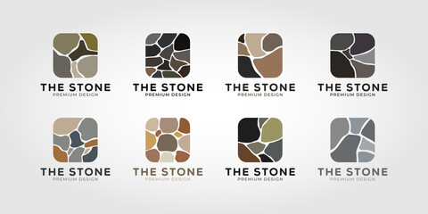 set of brick stone logo vector icon illustration design