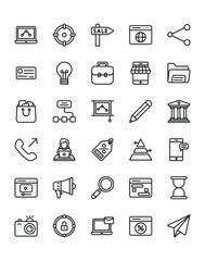 Digital Marketing  Icon Set 30 isolated on white background