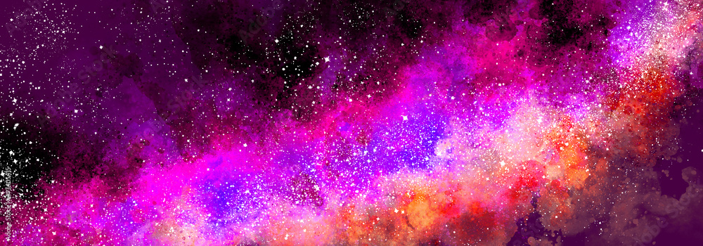Wall mural space background with realistic nebula and lots of shining stars. infinite universe and starry night