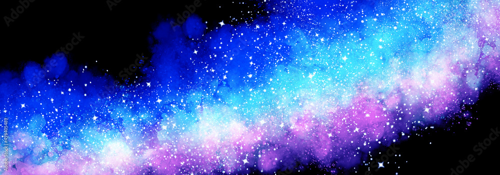 Wall mural space background with realistic nebula and lots of shining stars. infinite universe and starry night
