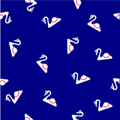 Random blue background swan birds seamless pattern