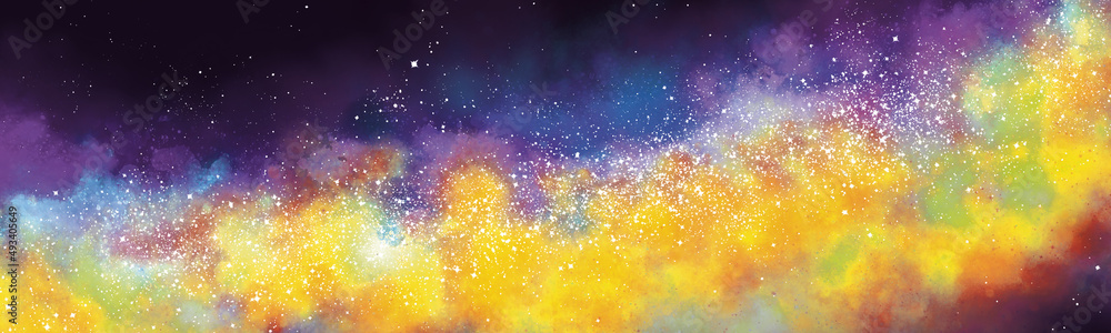 Wall mural space background with realistic nebula and lots of shining stars. infinite universe and starry night