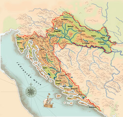 Croatia Illustrated Physical Map © emir