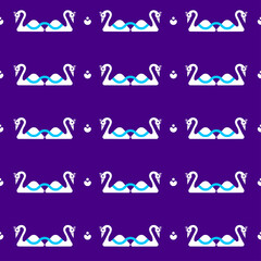 Colorful swan birds seamless pattern