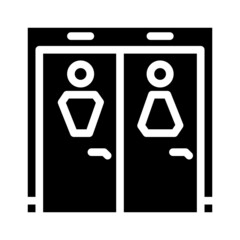 toilet airport glyph icon vector. toilet airport sign. isolated contour symbol black illustration