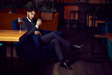 businessman relaxing in restaurant