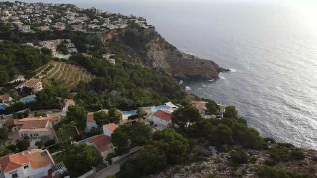 Drone views from Cap de la Nau in Xabia, Alicante, Spain.