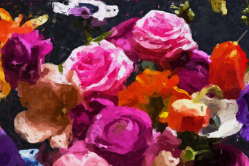 Beautiful abstract peony flower rose flower illustration