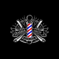 Unique vintage barbershop logo template