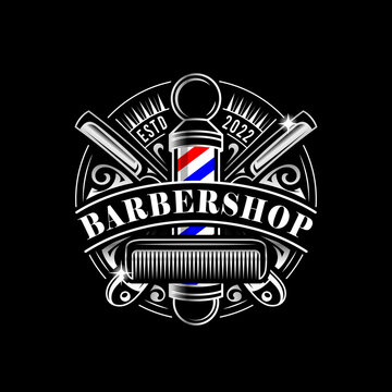 Vintage barbershop vector logo and label template