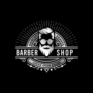 Barbershop vintage silver logo template