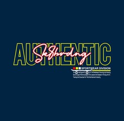 Authentic skateboarding, Brooklyn, NYC freestyle action, typography graphic design, for t-shirt prints, vector illustration