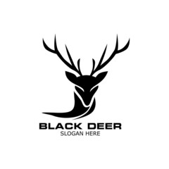 black head deer silhouette logo vector illustration
