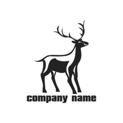 black deer silhouette logo vector illustration