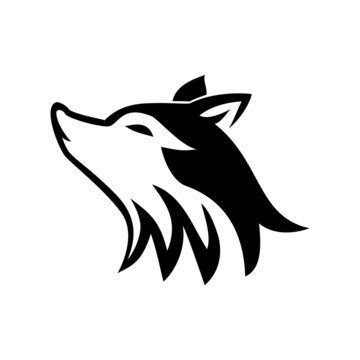 black wolf howl logo vector illustration