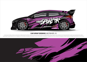 Car wrap decal design vector. abstract Graphic background kit designs for vehicle, race car, rally, livery, sport car