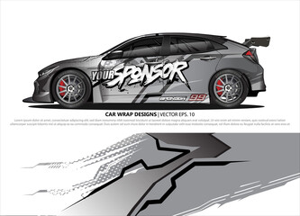 Car wrap decal design vector. abstract Graphic background kit designs for vehicle, race car, rally, livery, sport car
