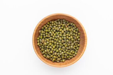 Mung bean, Vigna radiata seeds isolated on white background.