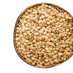 Lentils on wooden background. Macro shot