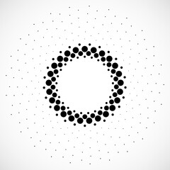 Halftone dotted circles. Dots in circular form. Vector logo