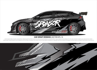 Car wrap decal design vector. abstract Graphic background kit designs for vehicle, race car, rally, livery, sport car
