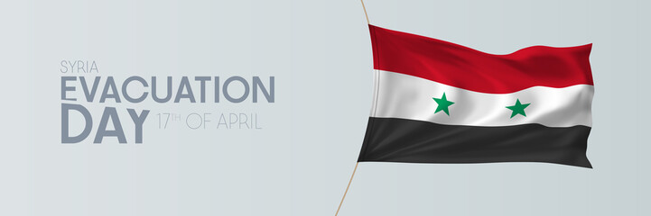 Syria evacuation day vector banner, greeting card