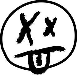 Cute hand drawn die face illustration . Decorative adorable doodle pattern.