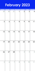 Calendar Grid Set. February PAGE. 12 Months 2023  English 