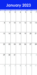 Calendar Grid Set. January PAGE. 12 Months 2023  English 