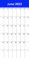 Calendar Grid Set. June PAGE. 12 Months 2023  English 