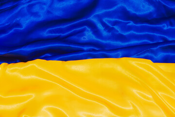 Yellow Blue cloth silk texture, concept of details. Ukrainian flag  