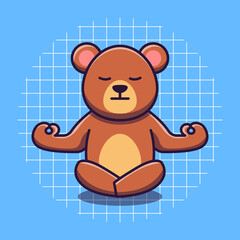 Cute bear doing yoga vector illustration
