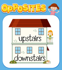 Opposite words for upstairs and downstairs
