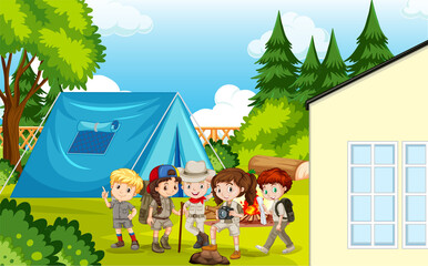 Outdoor park scene with children