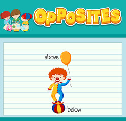 Naklejka premium Education word card of English opposites word