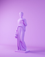 Obraz na płótnie Canvas Purple Woman Goddess Hebe Goddess of Youth Dress Long Gown Lavender Beauty 3d illustration render