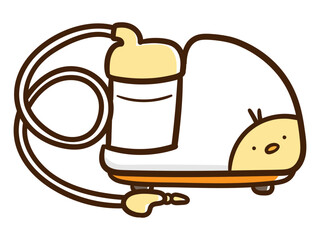 ひよこ模様の鼻水吸い器のかわいい手書き風イラスト
